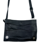 Genuine Leather Embossed Egyptian Motif Black Crossbody Bag