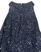 Precis Petite Navy Lace & Sequin High-Neck Keyhole Cocktail Dress - Large