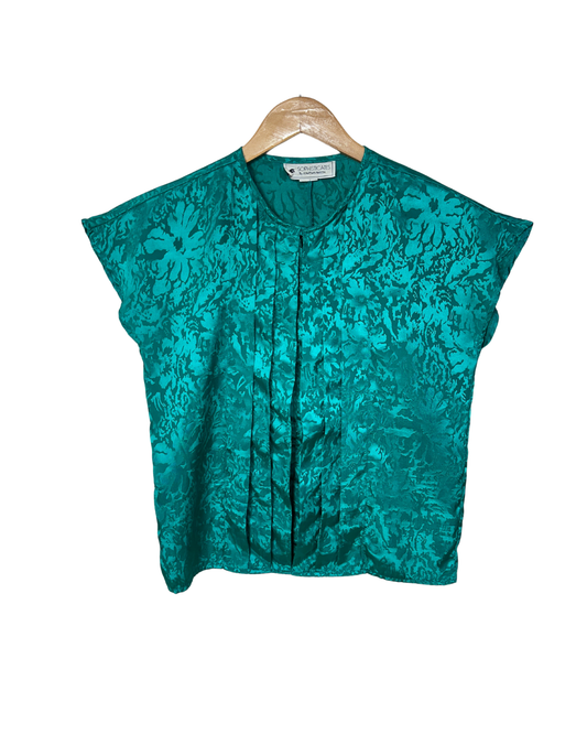 Sophisticates Teal pleated Blouse - Women's Medium