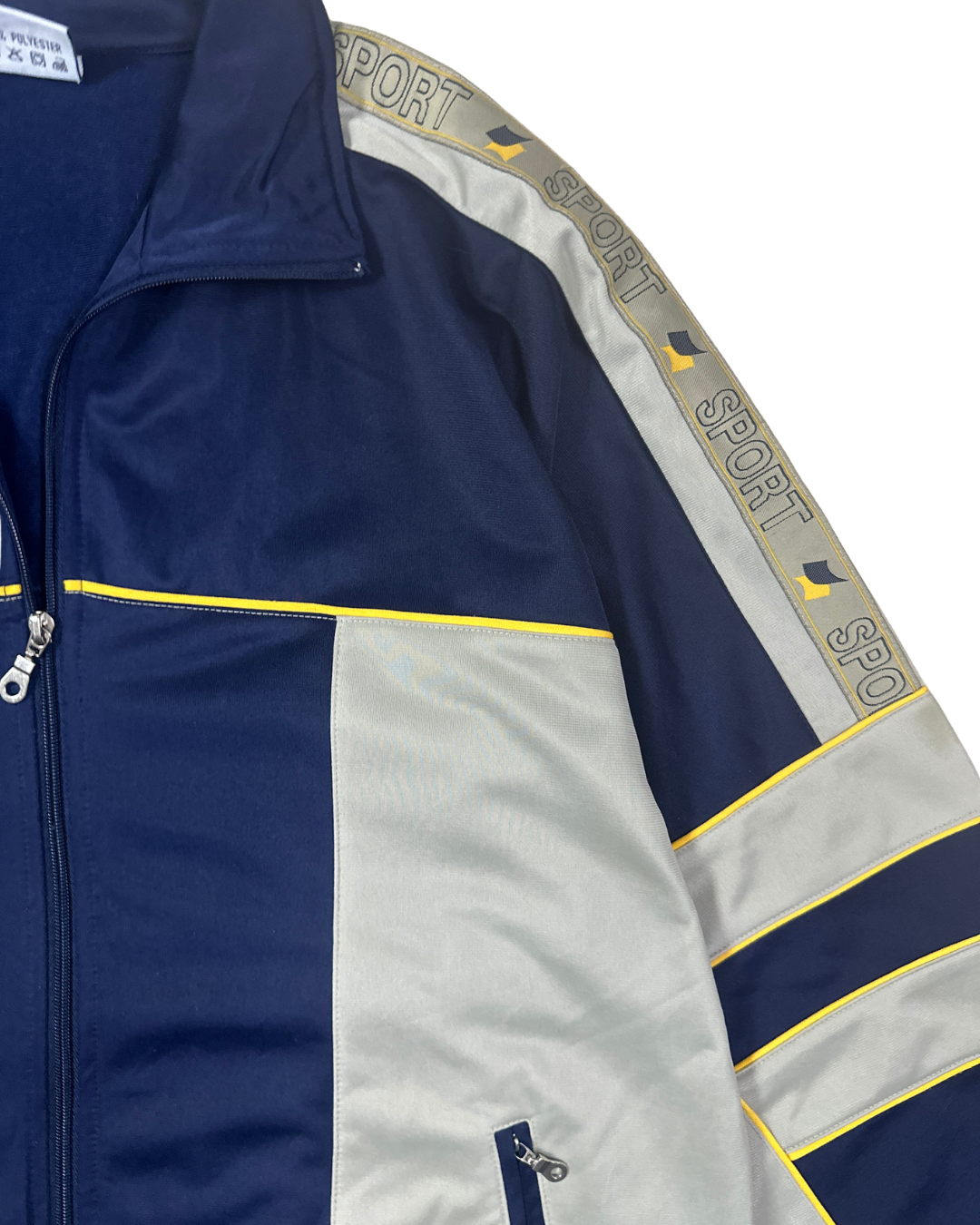Vintage Y2K Navy & Grey Colorblock Track Jacket - XL