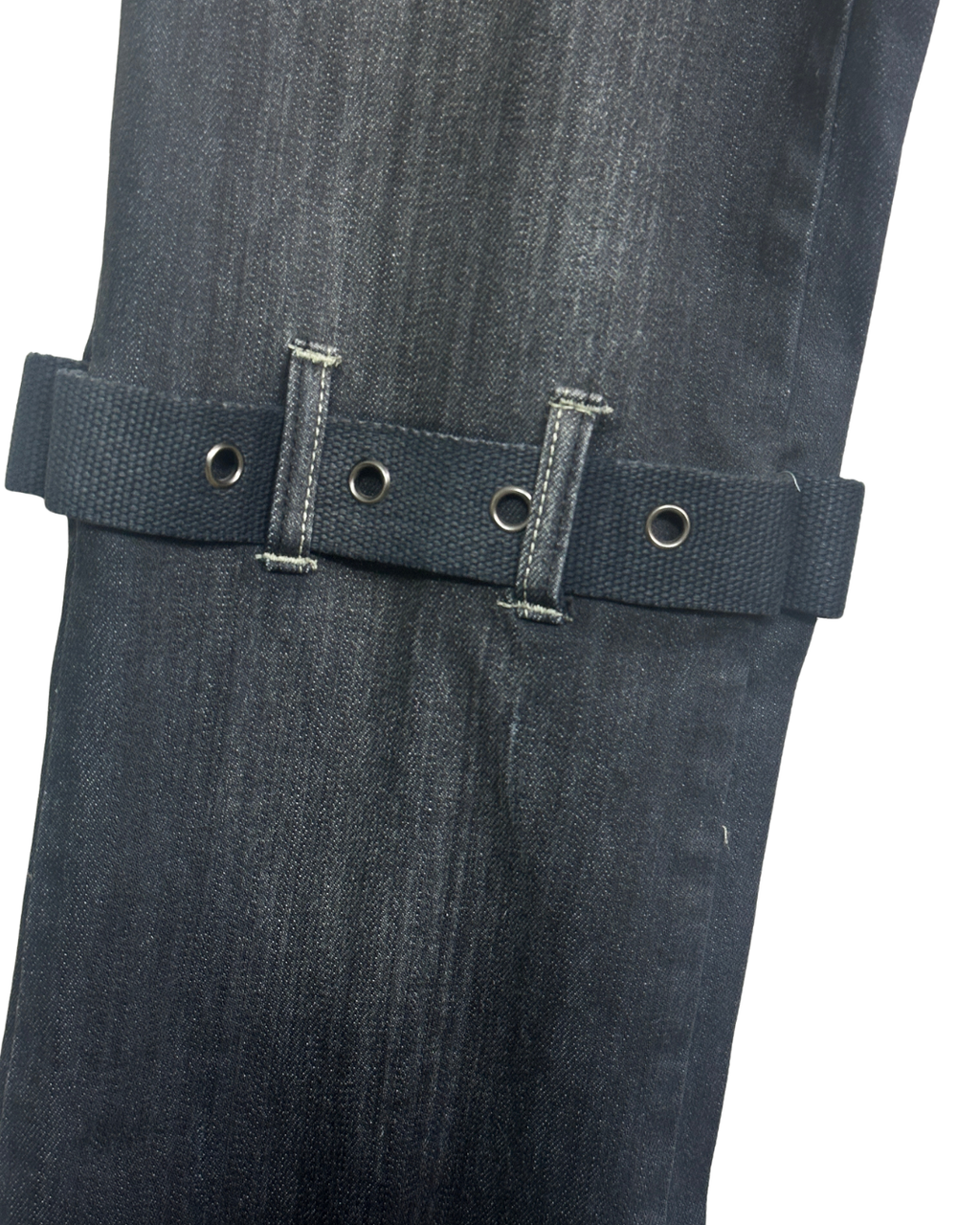 Miss Teen Y2K Dark Wash Jeans with Knee Buckles & Back Zippers