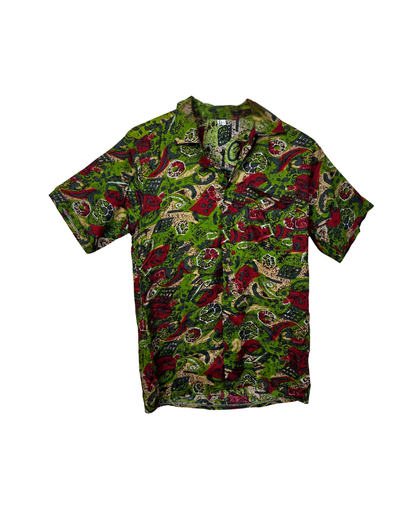 Vintage 90s Green Abstract Pattern Shirt