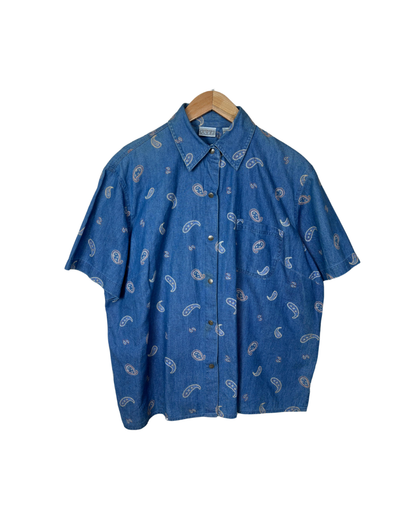 Paisley Print Women's Denim Shirt XL