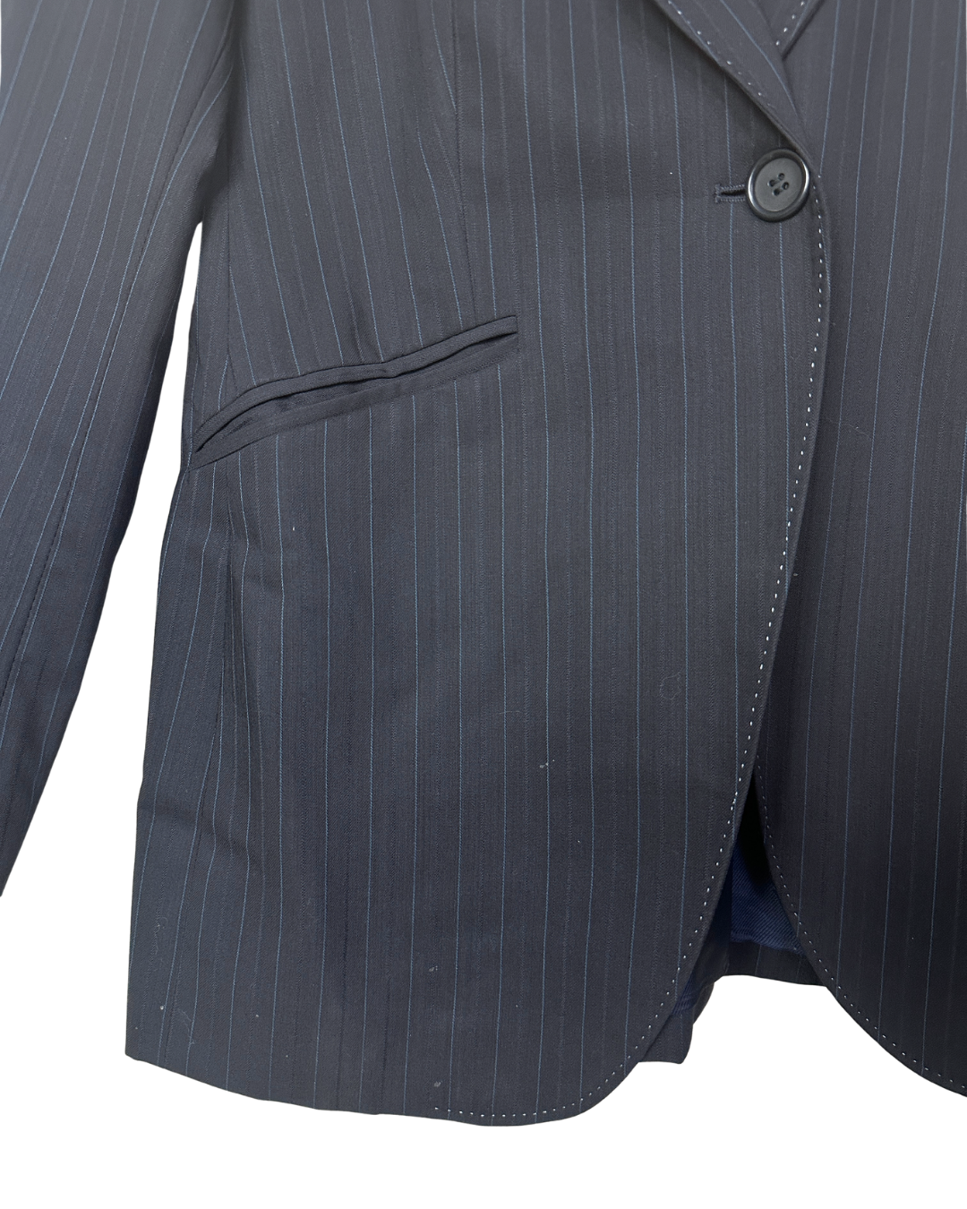 Massimo Dutti Navy Pinstripe Wool Women's Blazer