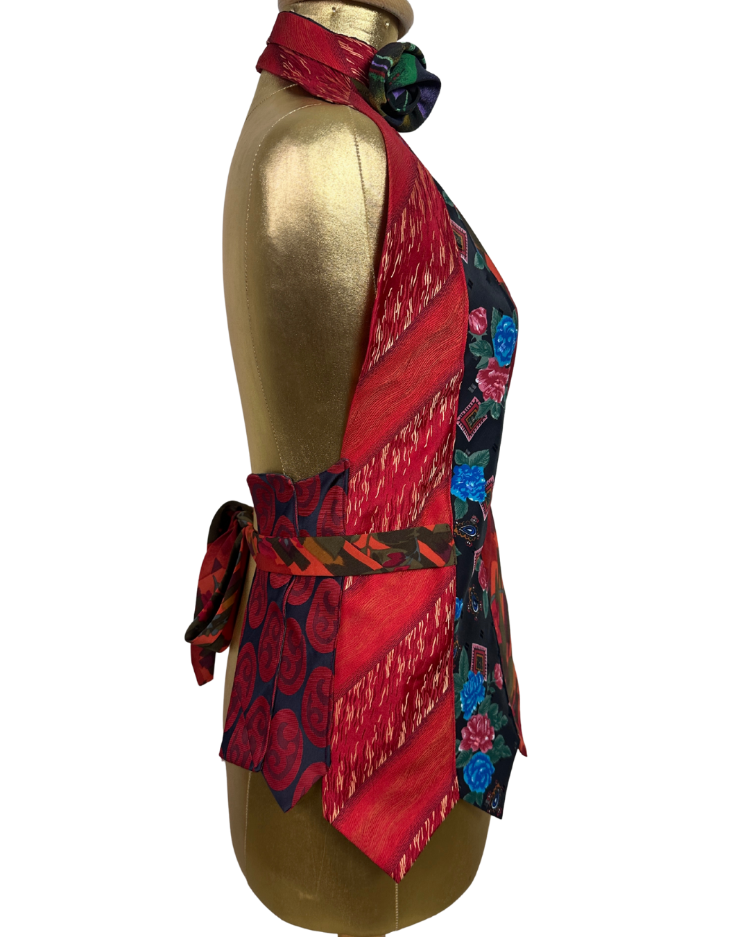 Handmade Upcycled Tie Vest Top with Choker