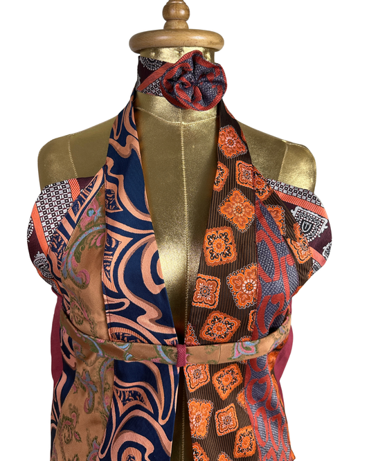 Handmade Upcycled Halter Corset-Back Vest Top & Choker
