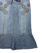 Y2K Embroidered Midi Denim Skirt