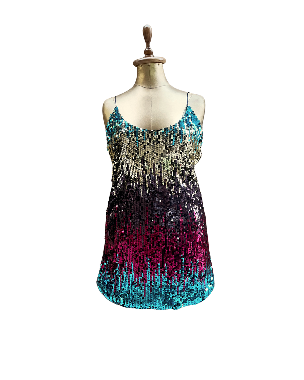 Multicolor Ombre Sequin Mini Dress - Large