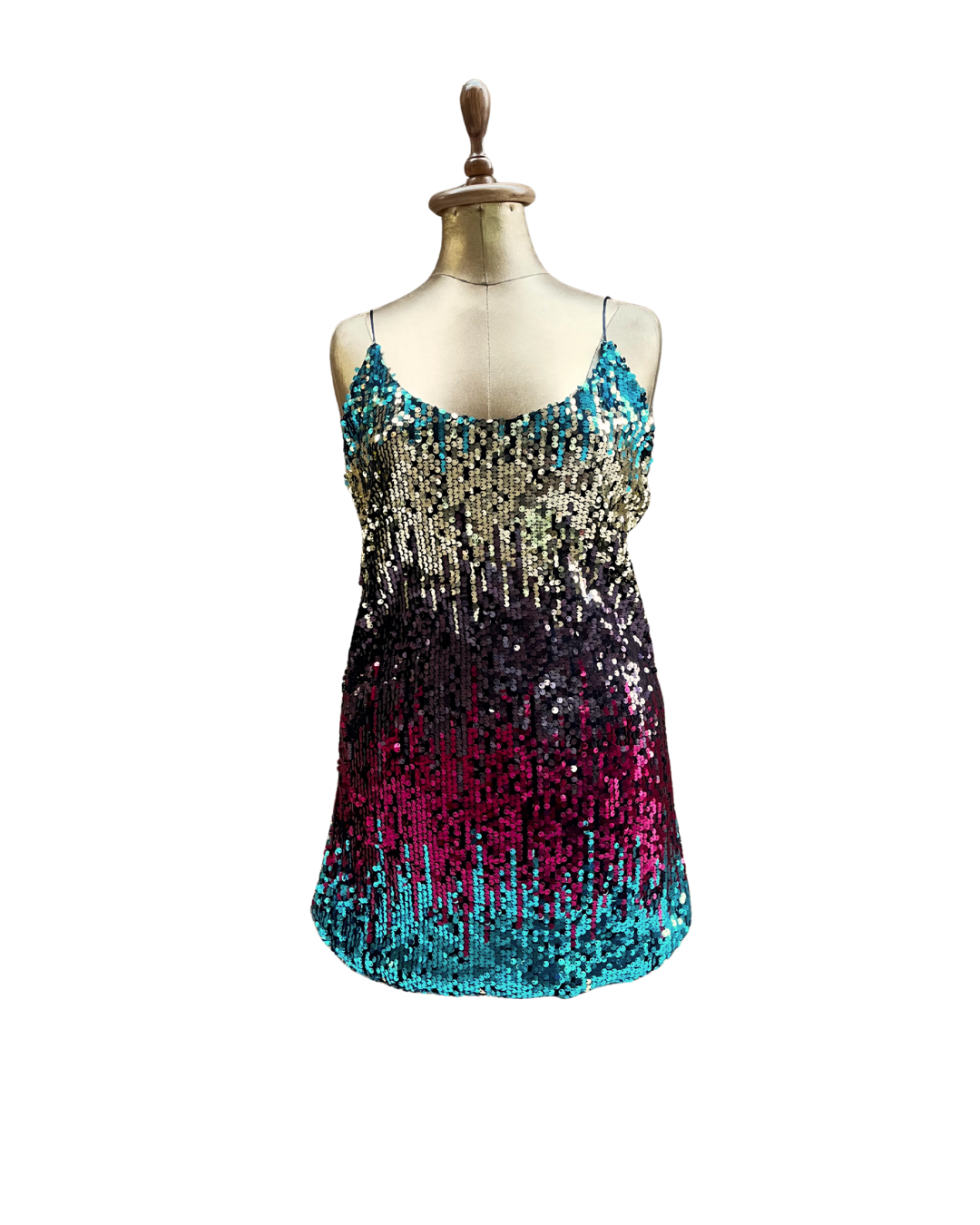 Multicolor Ombre Sequin Mini Dress - Large