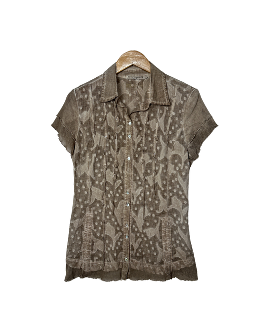 Vintage Christyn & Co Semi-Sheer Button-Up Blouse
