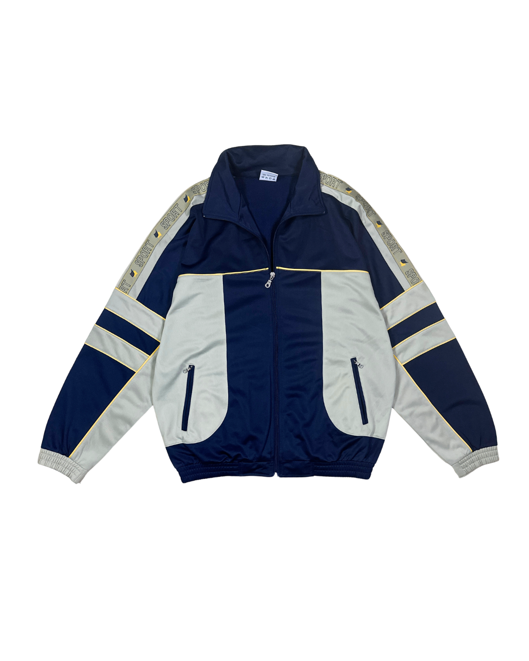 Vintage Y2K Navy & Grey Colorblock Track Jacket - XL