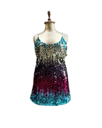 Multicolor Ombre Sequin Mini Dress - Large