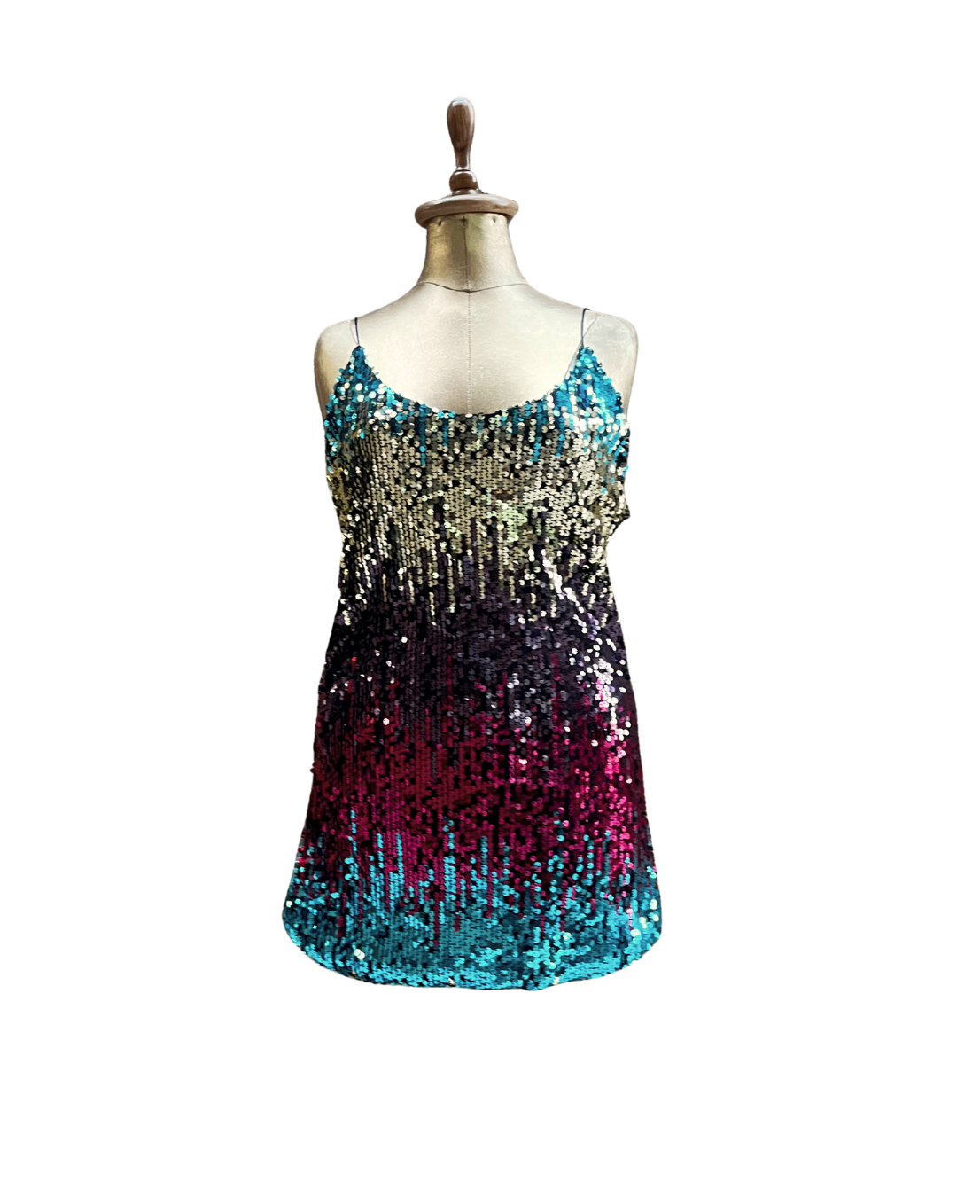 Multicolor Ombre Sequin Mini Dress - Large