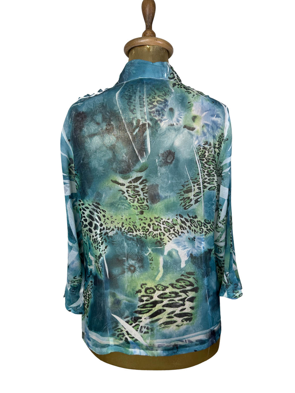 Animal Print Turquoise Blouse - Large