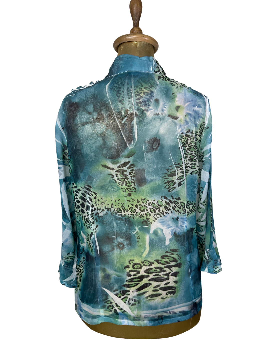 Animal Print Turquoise Blouse - Large