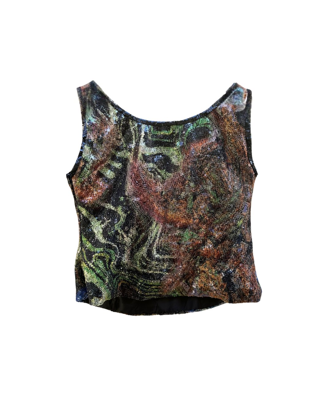 Vintage Y2K Abstract Swirl Sequin Cupped Tank Top