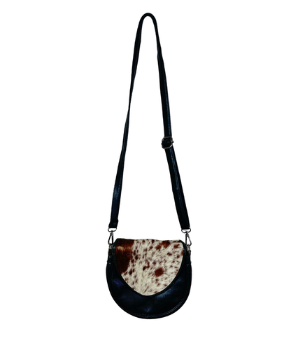 Rare Vintage Genuine Cowhide Mini Leather Saddle Crossbody Bag