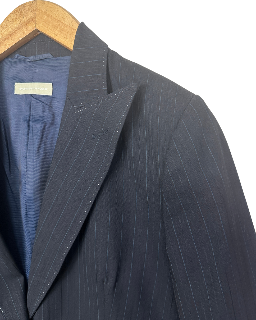 Massimo Dutti Navy Pinstripe Wool Women's Blazer