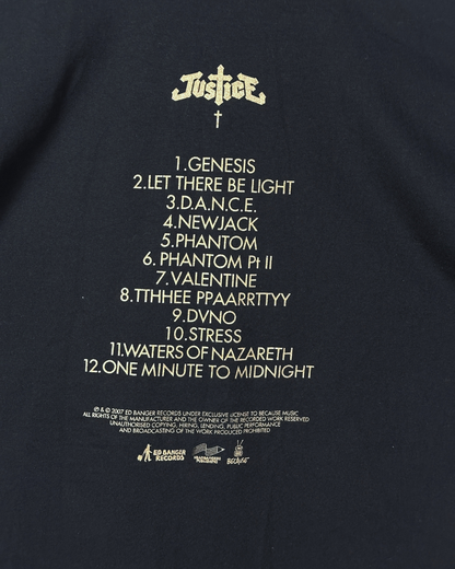 Justice † Cross Logo Tour Tee – 2007 Debut Album Tracklist T-Shirt Medium