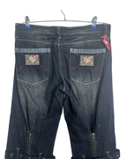 Miss Teen Y2K Dark Wash Jeans with Knee Buckles & Back Zippers