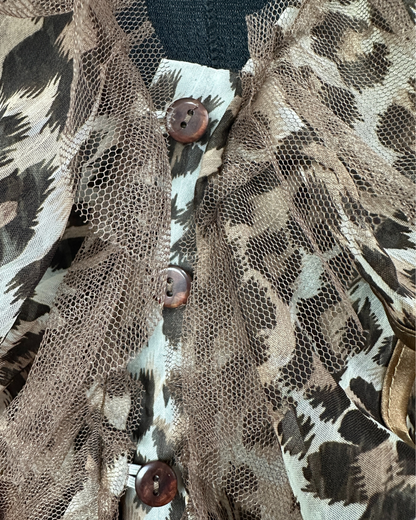 Sheer Ruffled Animal Print Blouse