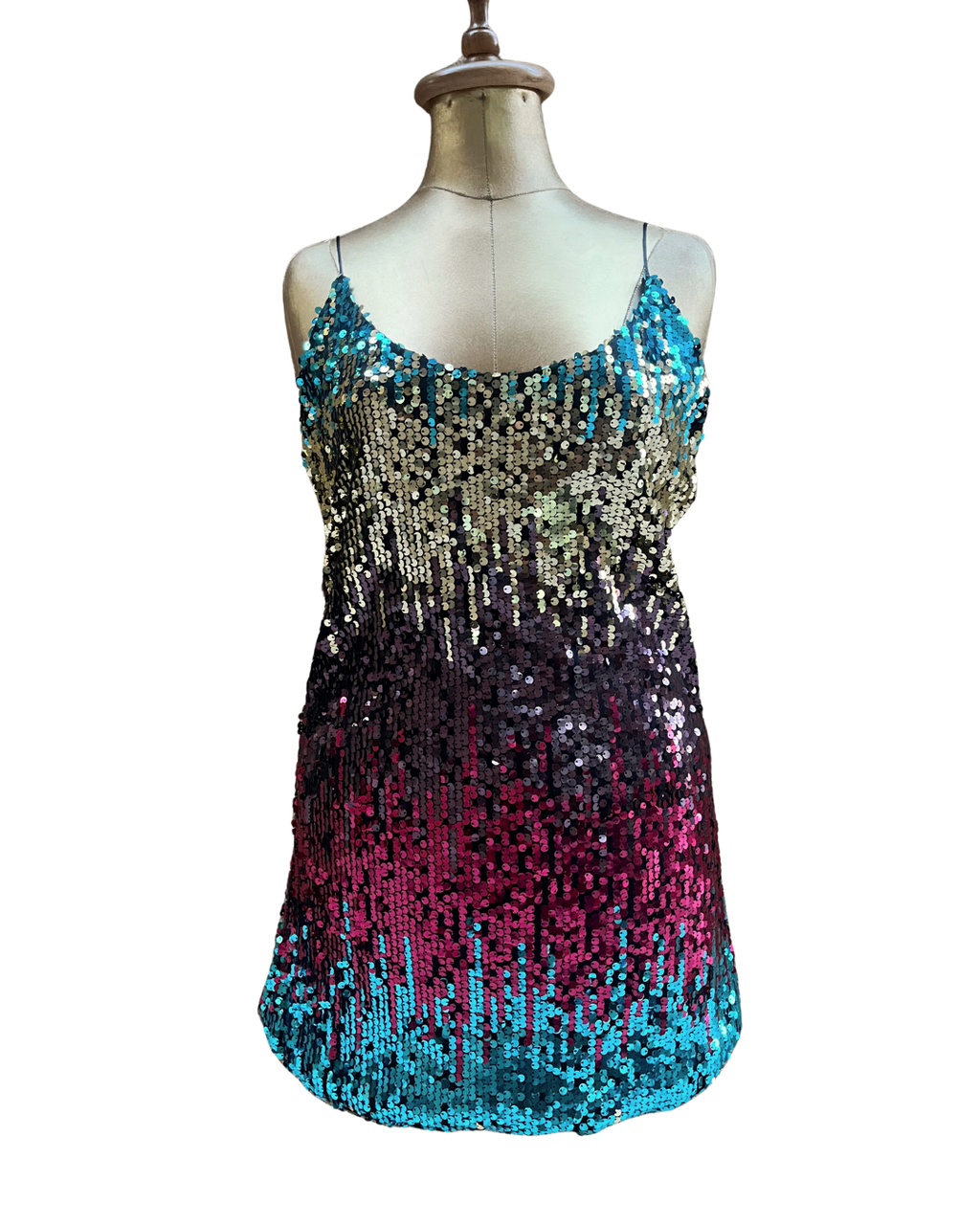 Multicolor Ombre Sequin Mini Dress - Large