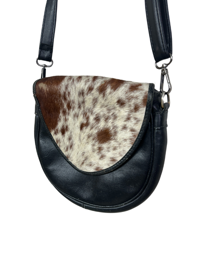 Rare Vintage Genuine Cowhide Mini Leather Saddle Crossbody Bag