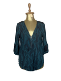Warehouse Leaf Pattern Half-Zip Blouse - Medium