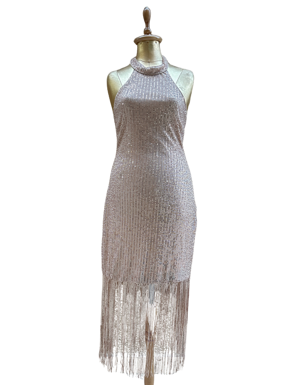 Halter Neck Sequinned Dress XL