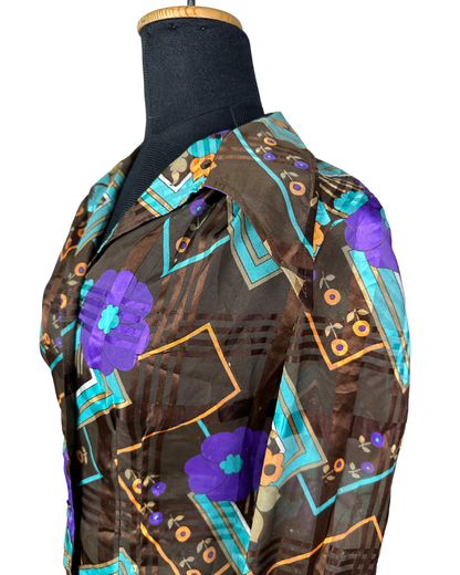 Geometric Floral Fitted Shirt with Statement Cuffs