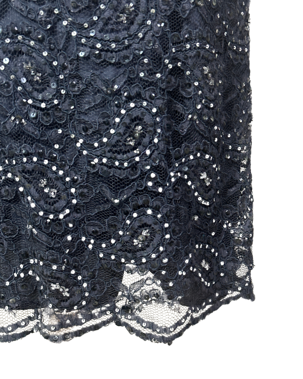 Precis Petite Navy Lace & Sequin High-Neck Keyhole Cocktail Dress - Large
