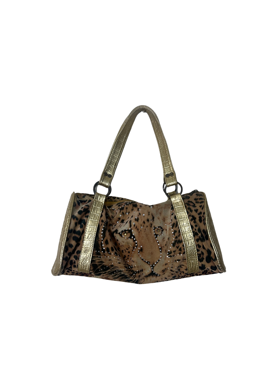 Vintage Y2K Rhinestone Leopard Print Shoulder Bag