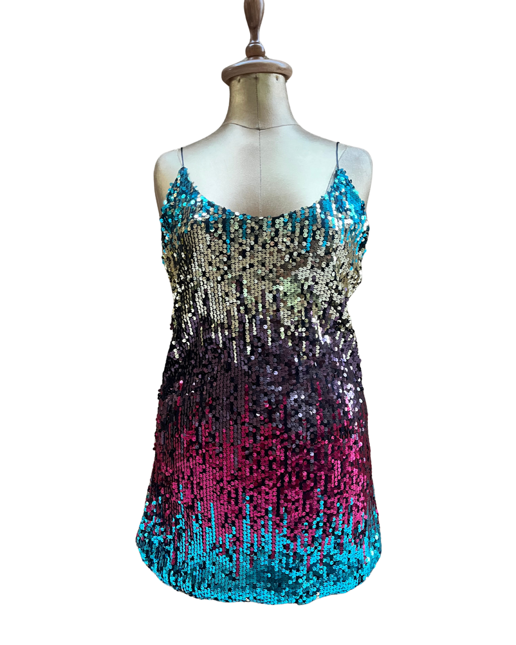 Multicolor Ombre Sequin Mini Dress - Large
