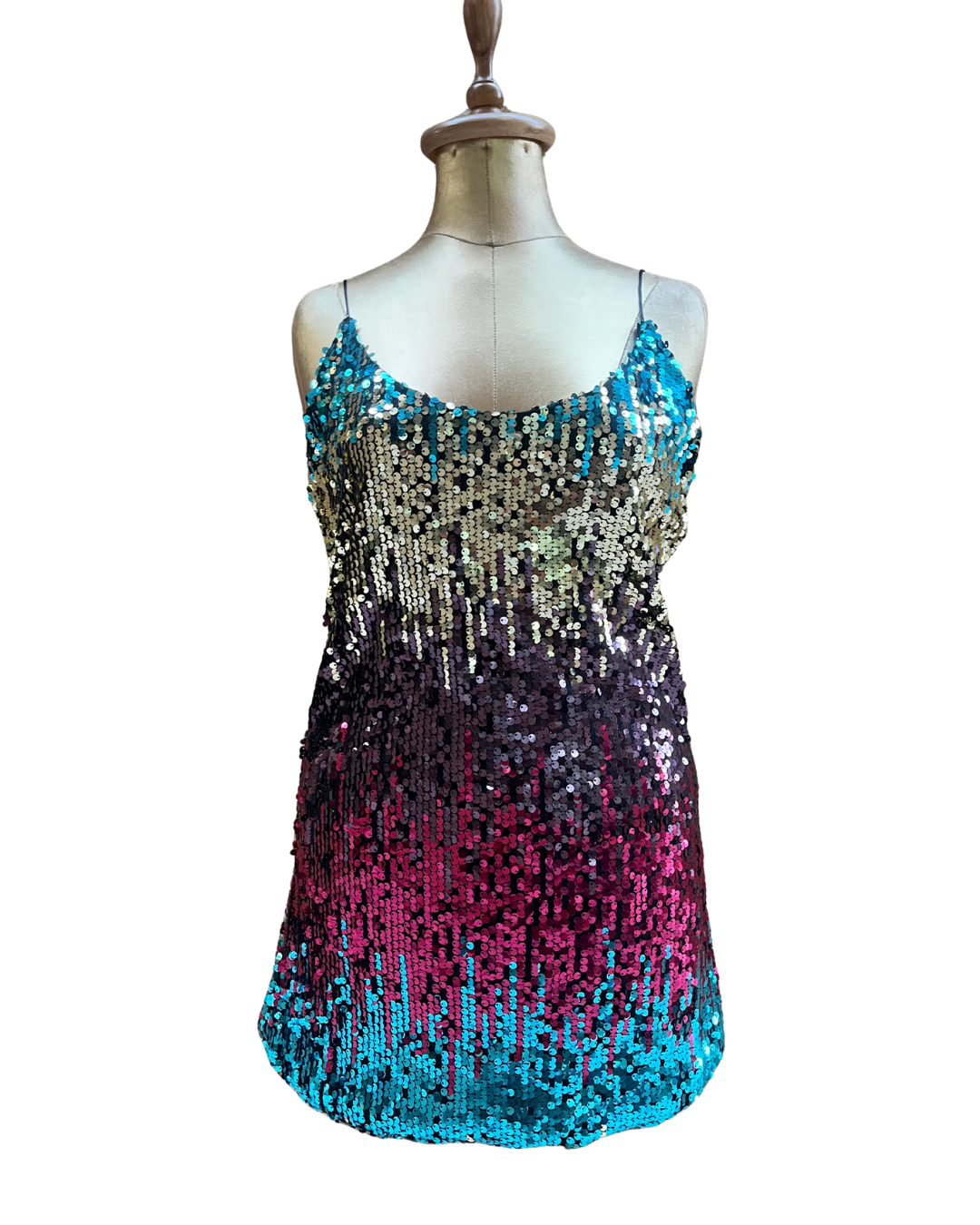 Multicolor Ombre Sequin Mini Dress - Large