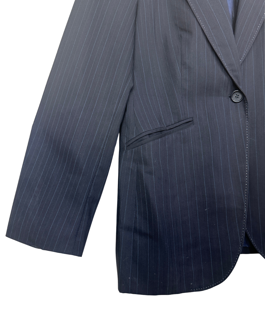 Massimo Dutti Navy Pinstripe Wool Women's Blazer