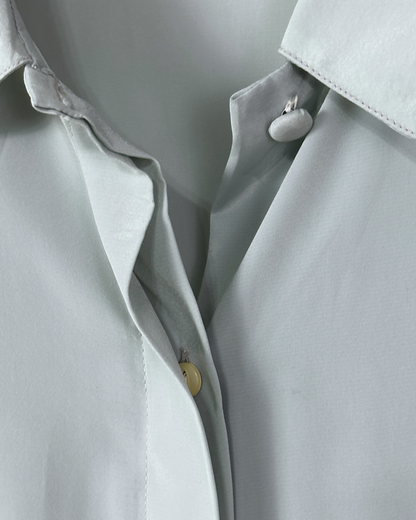 Vintage Sage Green Pure Silk Shirt - Women's Medium
