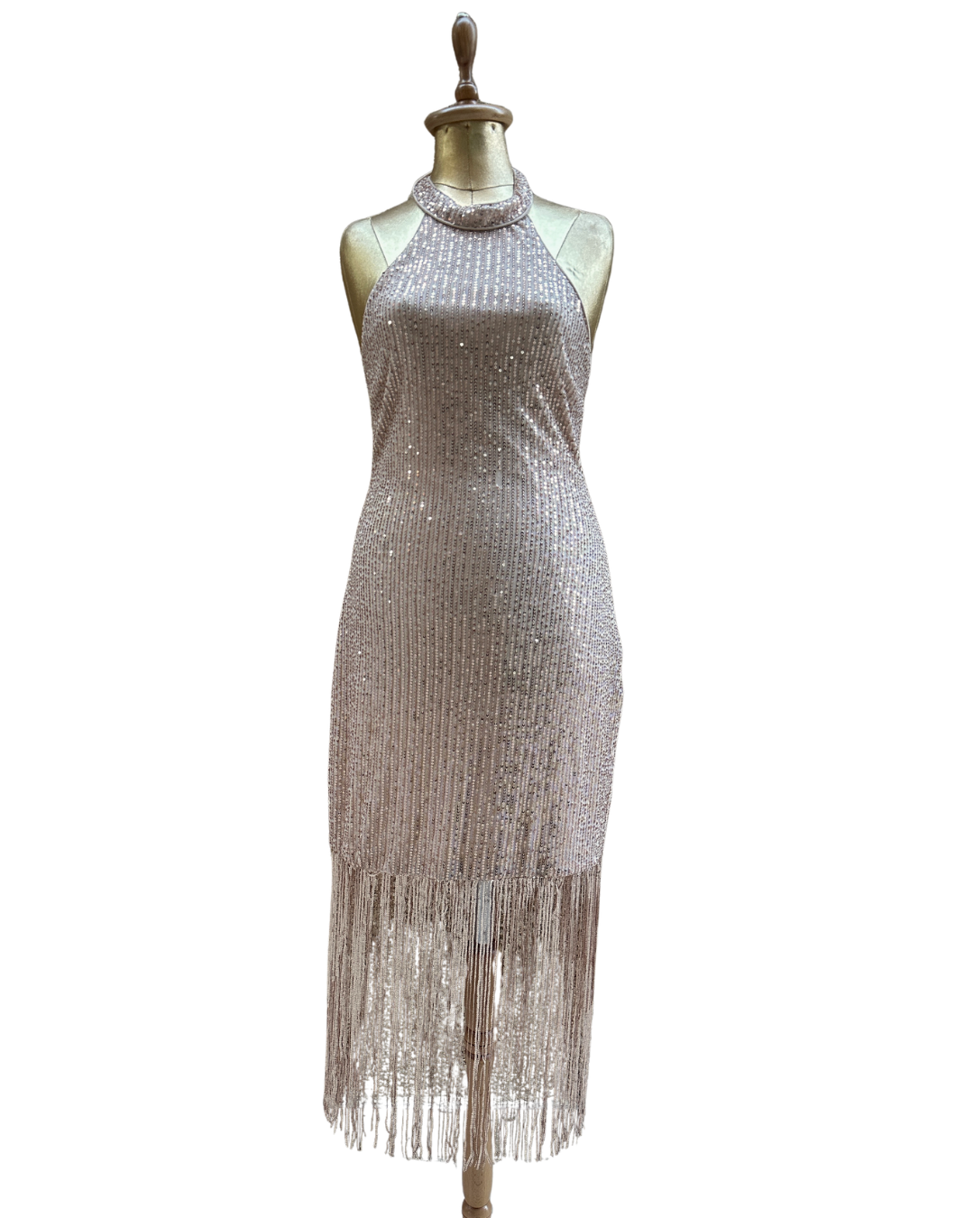 Halter Neck Sequinned Dress XL