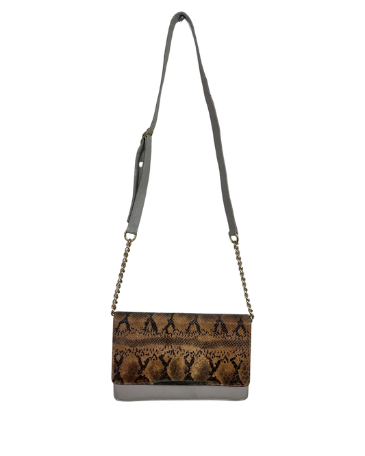 Two-Tone Python Embossed Crossbody Bag