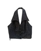 Glittery Open Back Button-Up  Halter Top