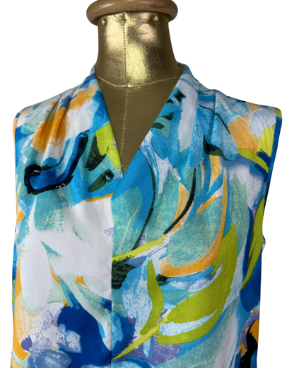 Emery Rose Abstract Floral Sleeveless Blouse - Medium
