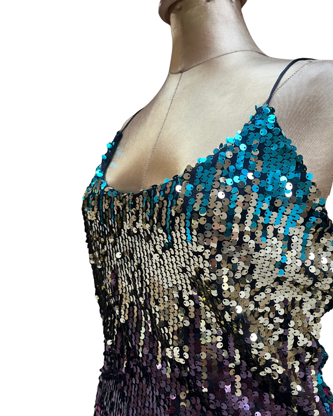 Multicolor Ombre Sequin Mini Dress - Large