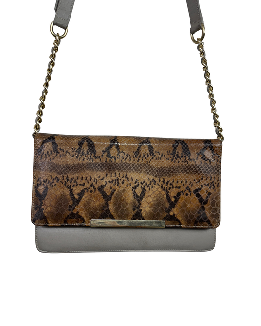 Two-Tone Python Embossed Crossbody Bag