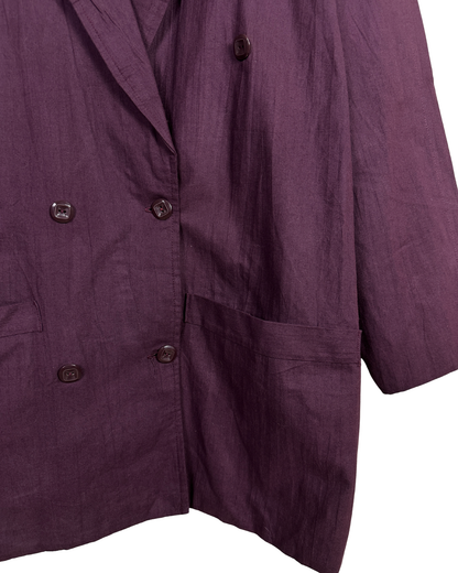 Vintage Double Breasted Patch Pockets Blazer Jacket - Large