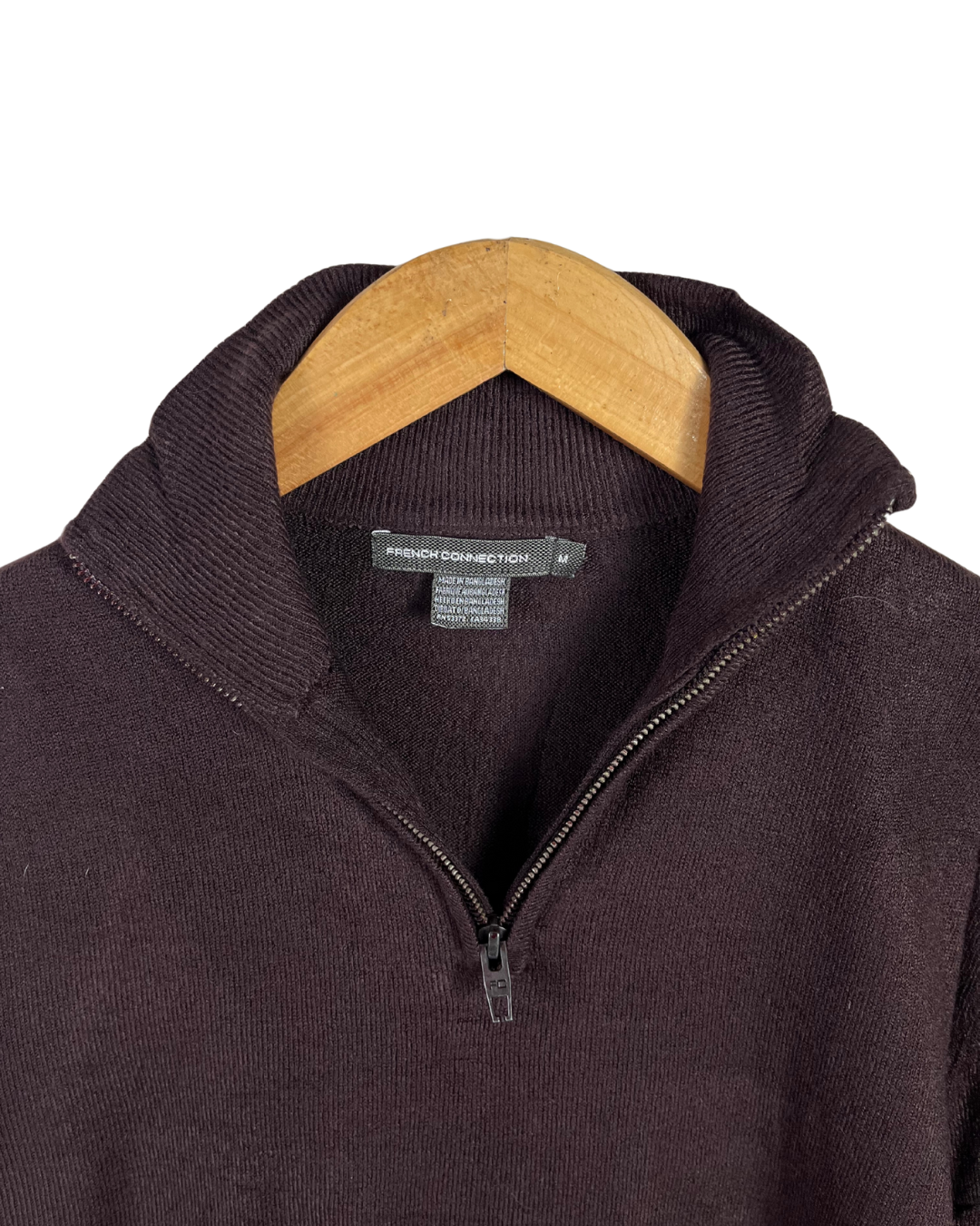 French Connection Quarter Zip Brown Sweater - Medium