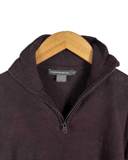 French Connection Quarter Zip Brown Sweater - Medium