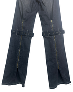 Miss Teen Y2K Dark Wash Jeans with Knee Buckles & Back Zippers