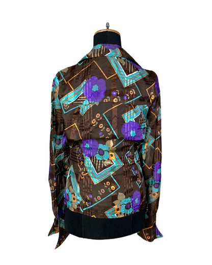 Geometric Floral Fitted Shirt with Statement Cuffs