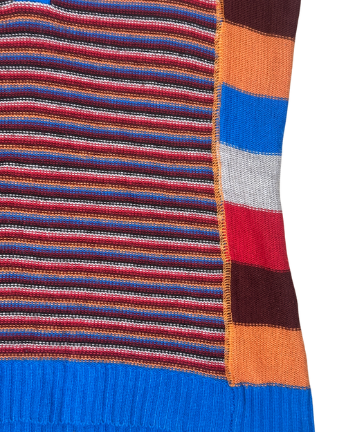 Y2K XSIDE Button-Front Mixed Stripe Knit Top - Large