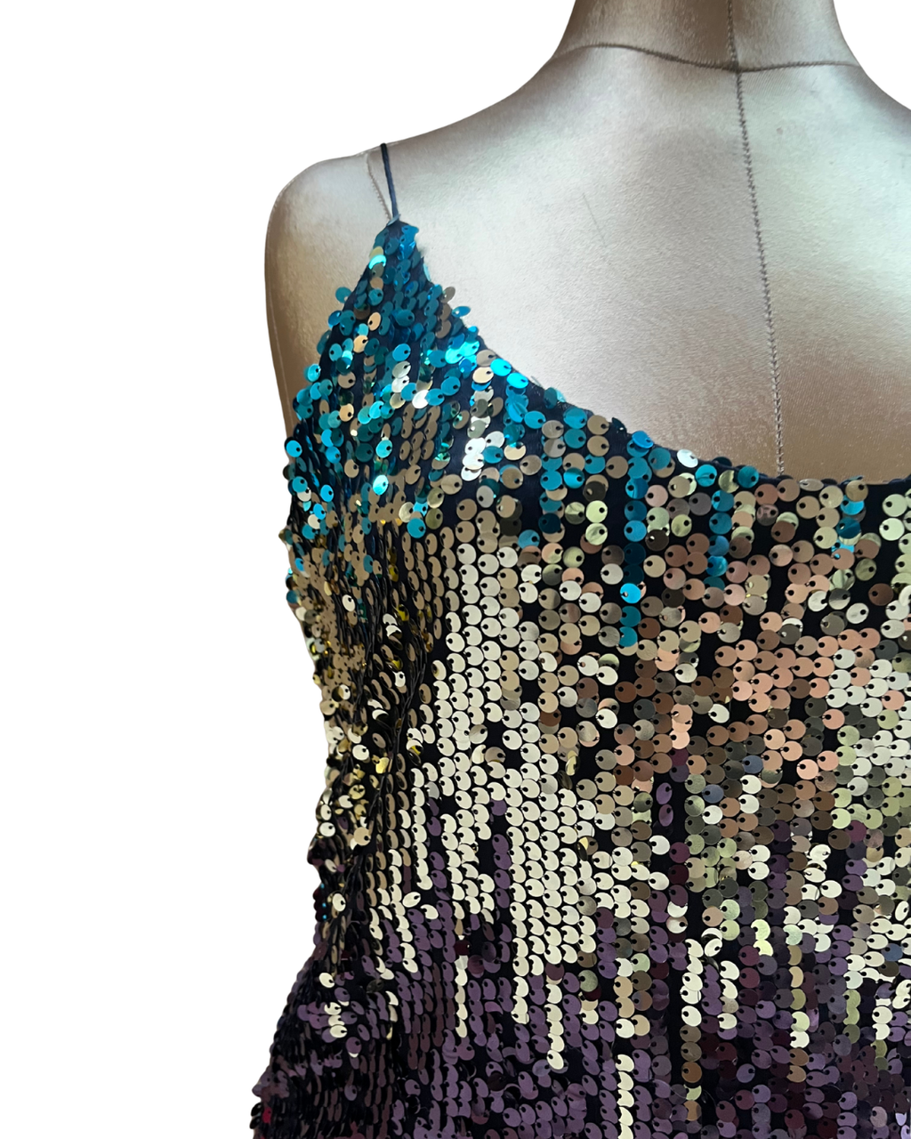 Multicolor Ombre Sequin Mini Dress - Large