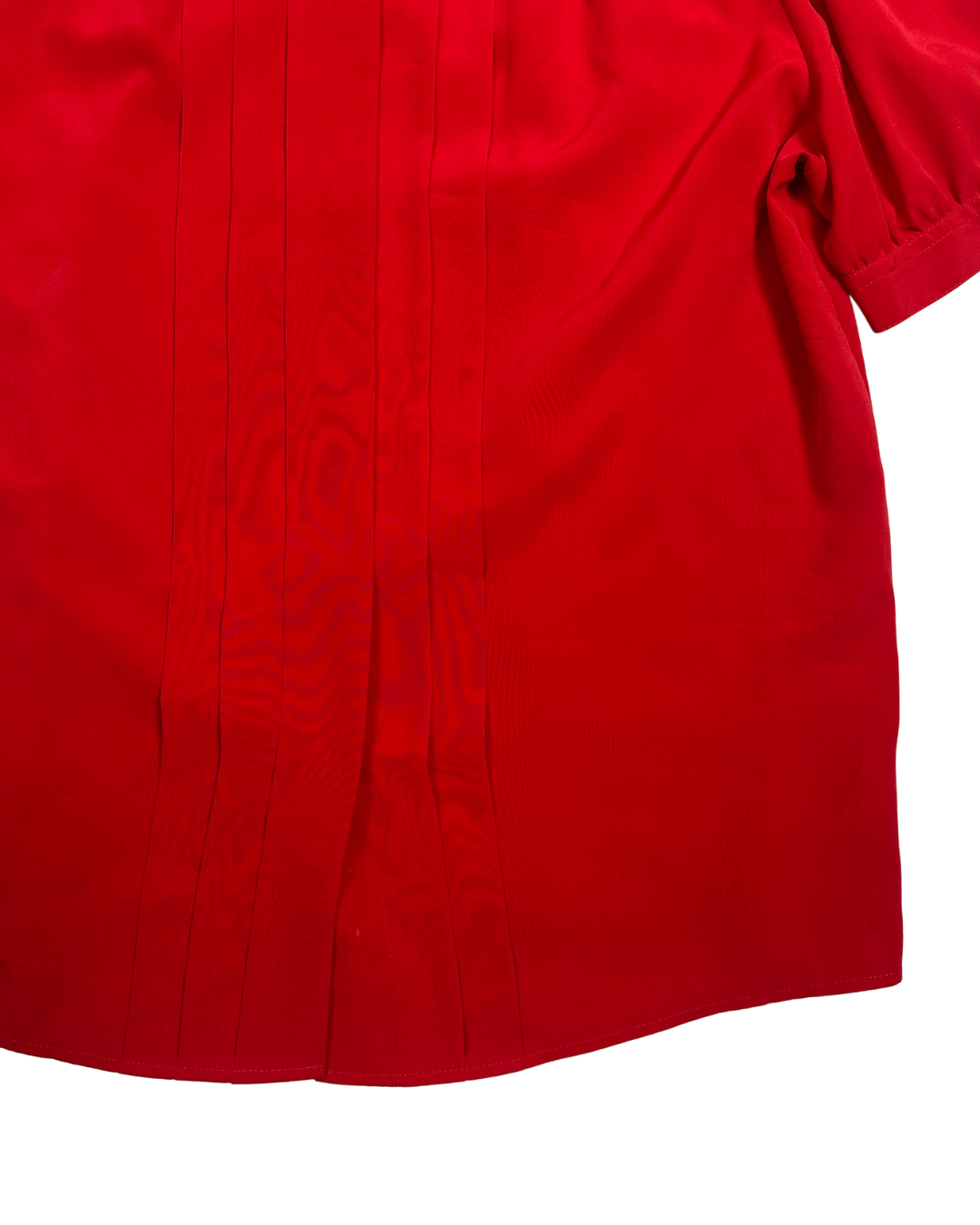 Vintage Canda Red Embroidered Pleated Blouse